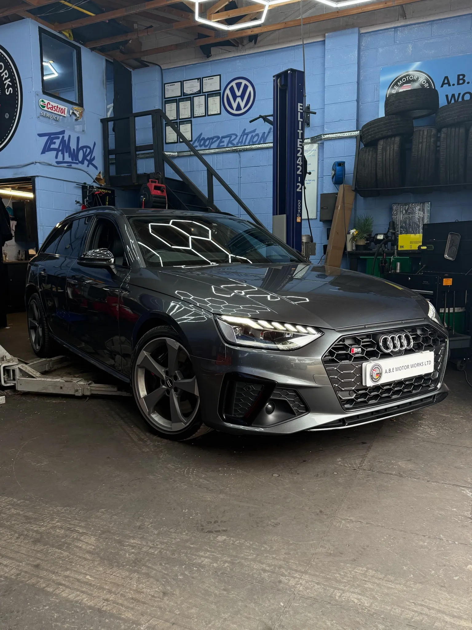 A car being towed by a tow truck.